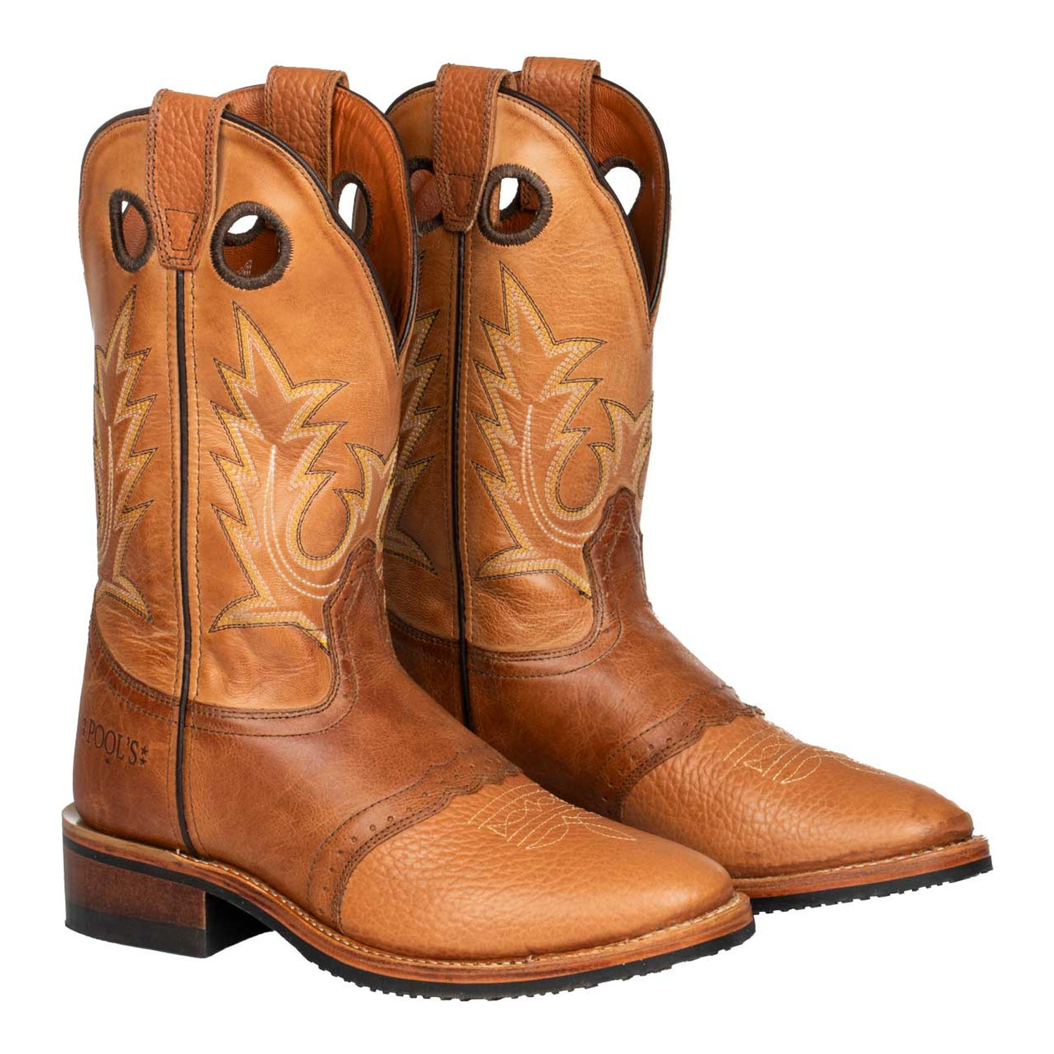 Damen-Westernstiefel aus dreifarbigem Leder mit Stickereien