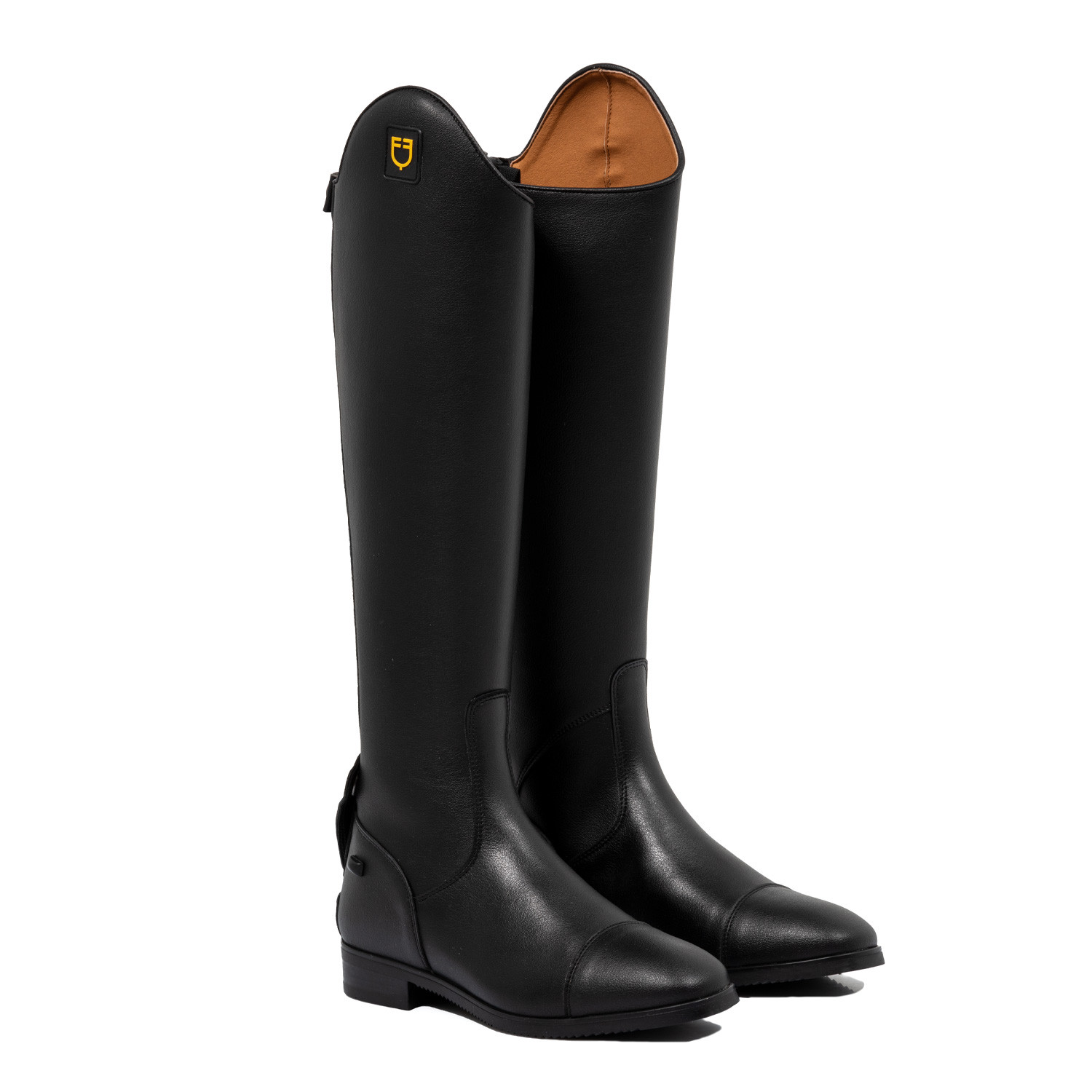 Elegante Kinderreitstiefel aus beschichteter Mikrofaser mit elastischem Einsatz und Reißverschluss – Schwarz