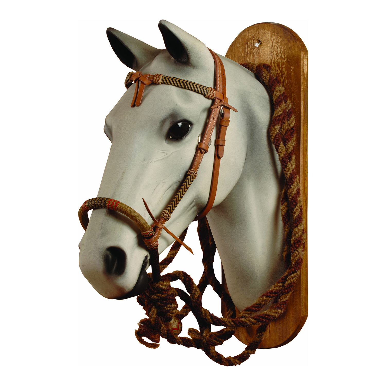 Bosal-Set aus Rohhaut mit Kopfstück und Mecate aus echtem Rosshaar, gebisslose Zäumung