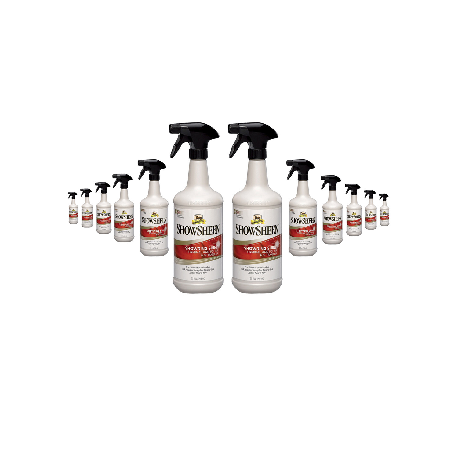 ShowSheen 946 ml – Karton mit 12 Stück | Fellglanz- und Entwirrspray für Pferde