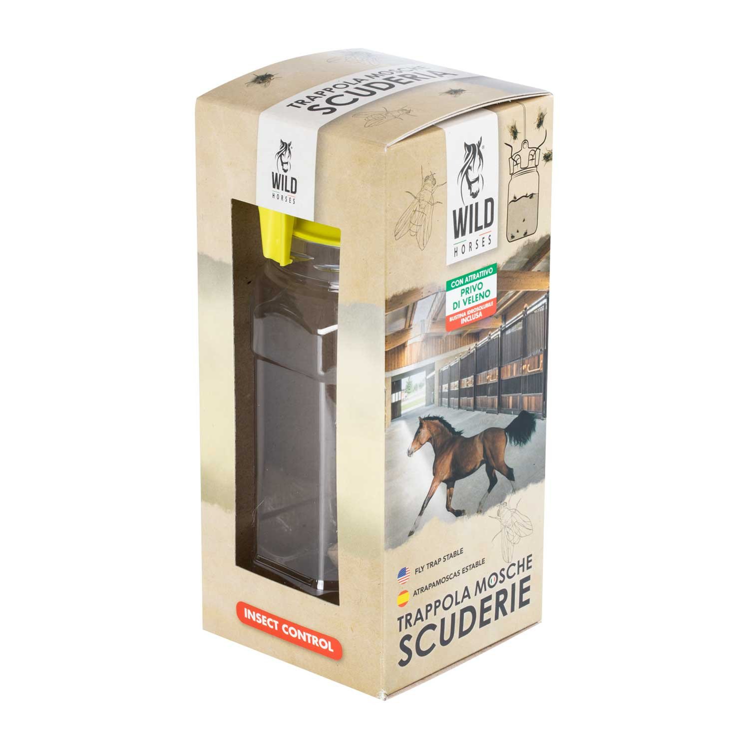 Fliegenfalle mit Lockstoff – giftfreie Insektenfalle für Stall, Hof und Garten, 750 ml