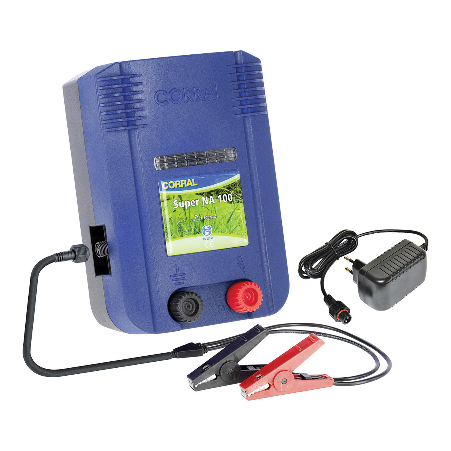 Duo-Weidezaungerät 230 V / 12 V für Pferdeweiden – mit Netzadapter und Batteriekabel