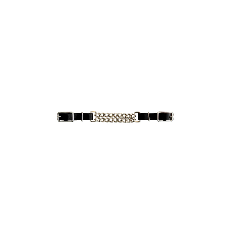 Leder-Kinnkette mit Doppelkette und Edelstahlschnallen