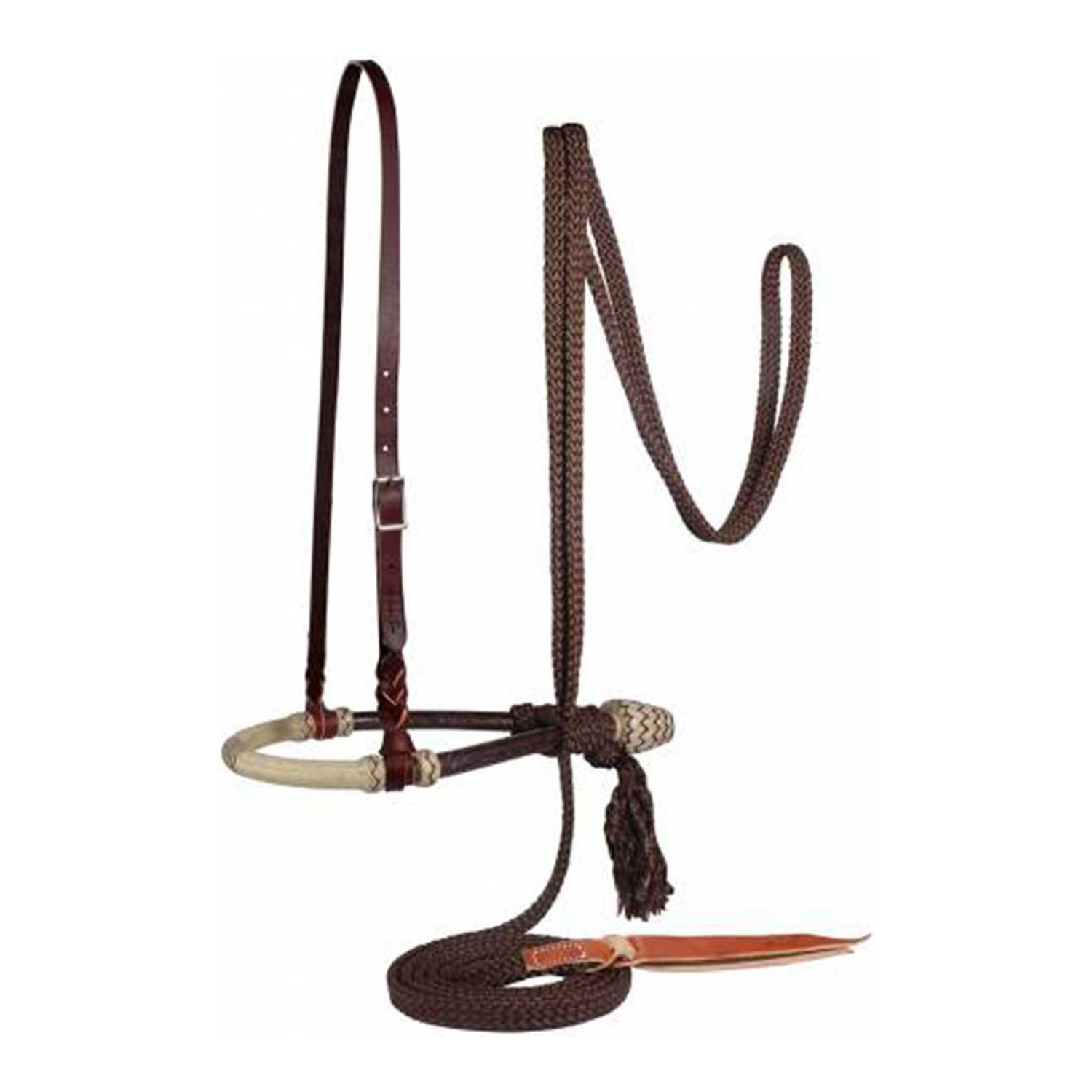 Gebissloses Western-Bosal-Set mit Mecate-Zügeln