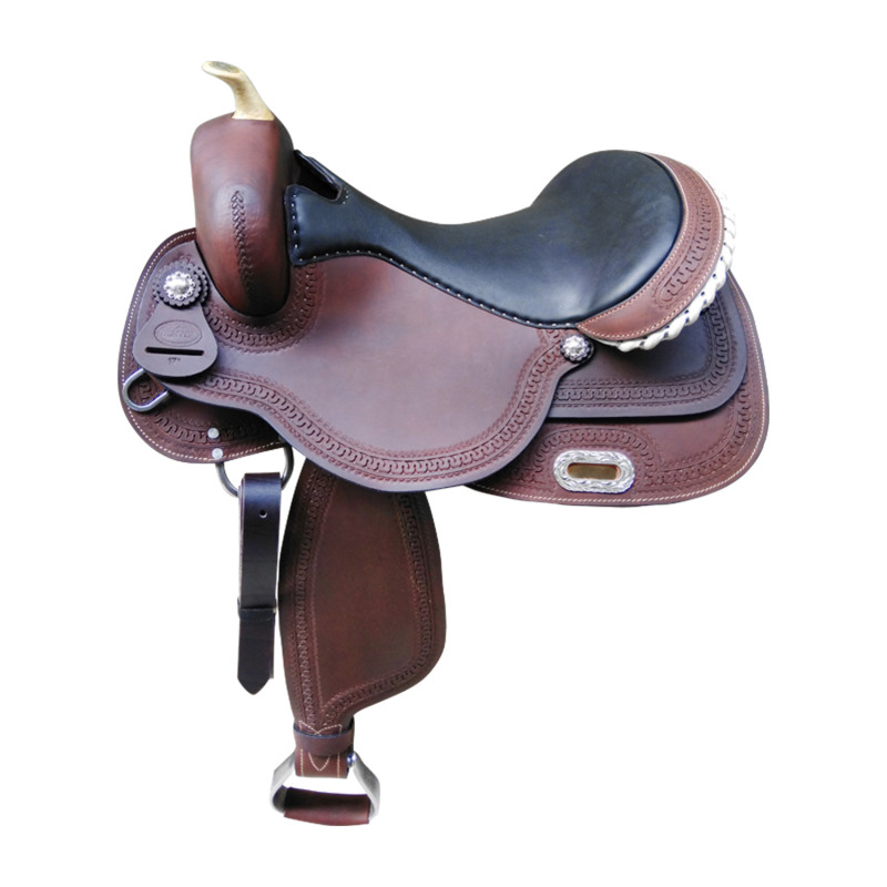 Western-Reining-Sattel aus Leder mit Edelstahl-Schnallen