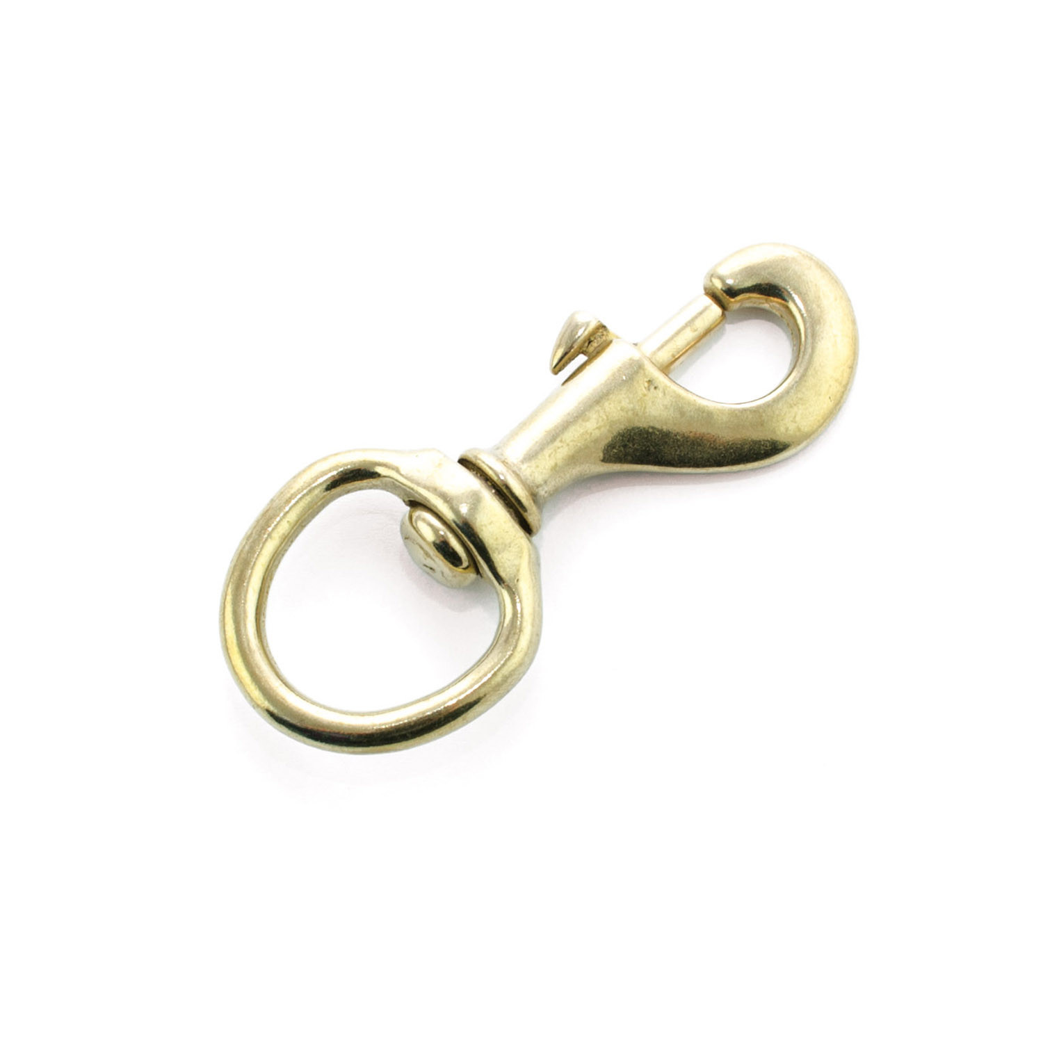 Karabinerhaken aus Messing mit rundem Kopf