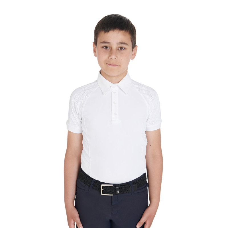 Schmal geschnittenes Jungen-Poloshirt mit halblangen Ärmeln