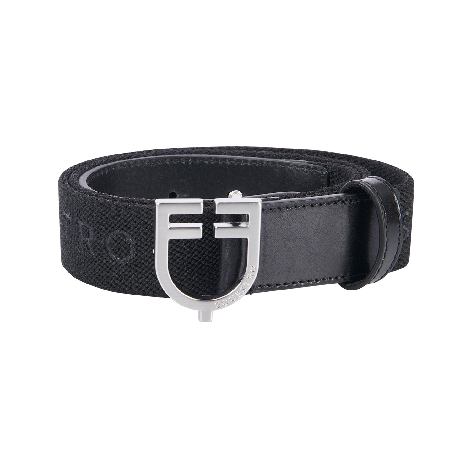 Gürtel aus Leder und Stretchstoff mit Logo