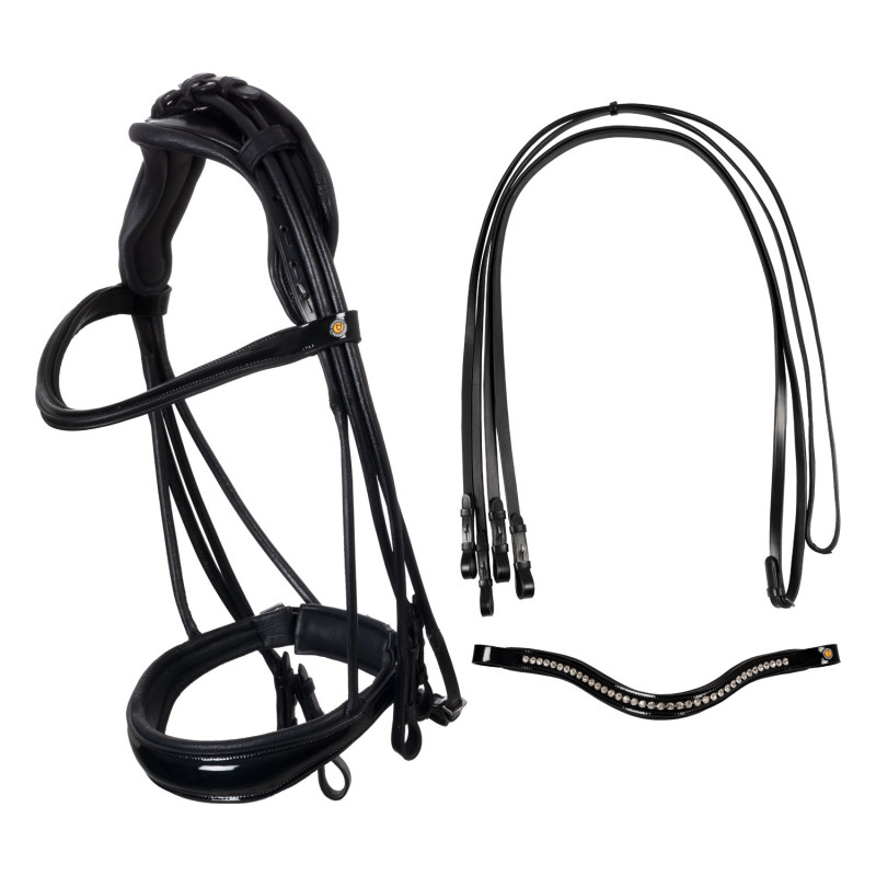 Dressurzaum aus italienischem Leder mit anatomischem Genickstück