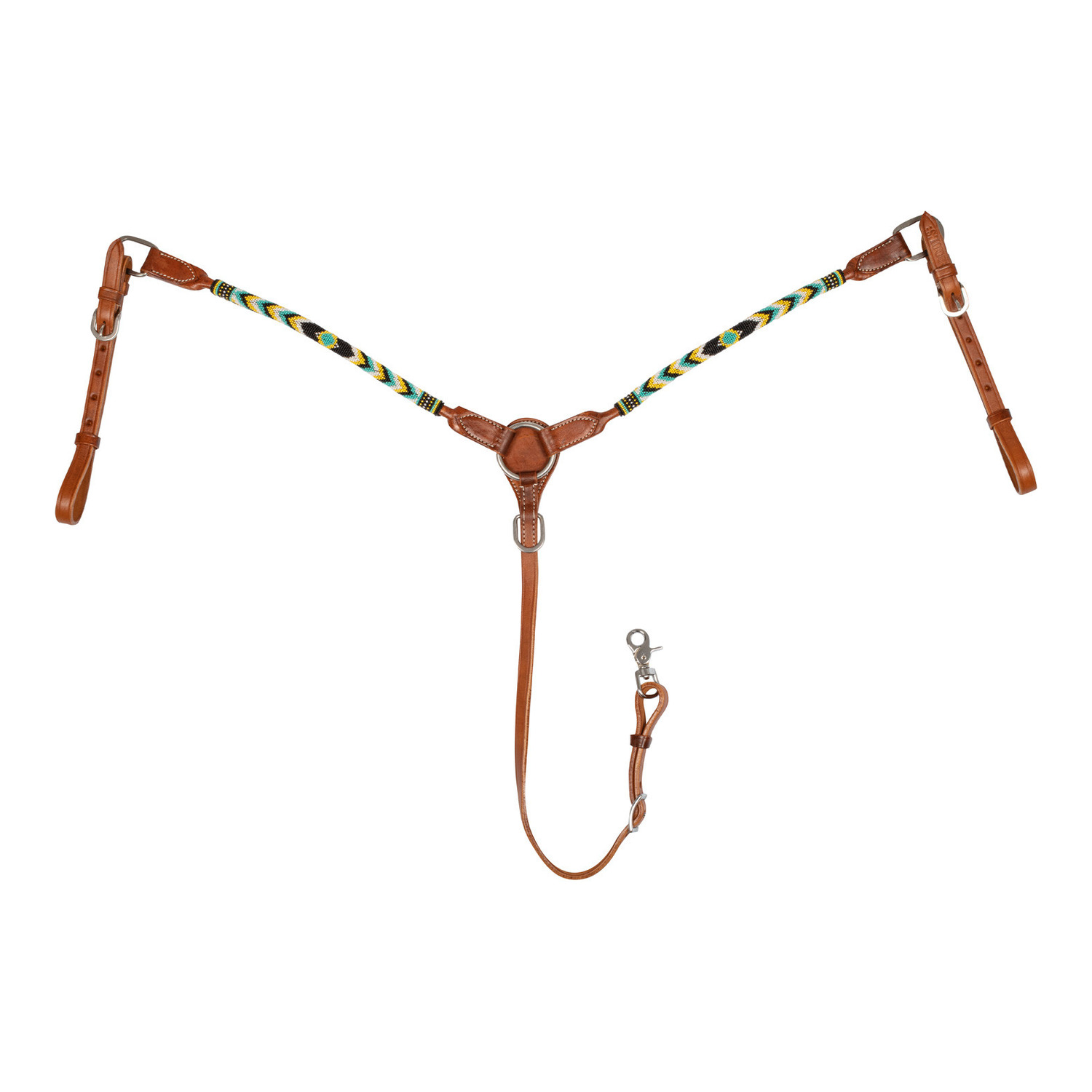 Western-Vorderzeug mit Martingal und Perlenverzierung – Leder in Cognac
