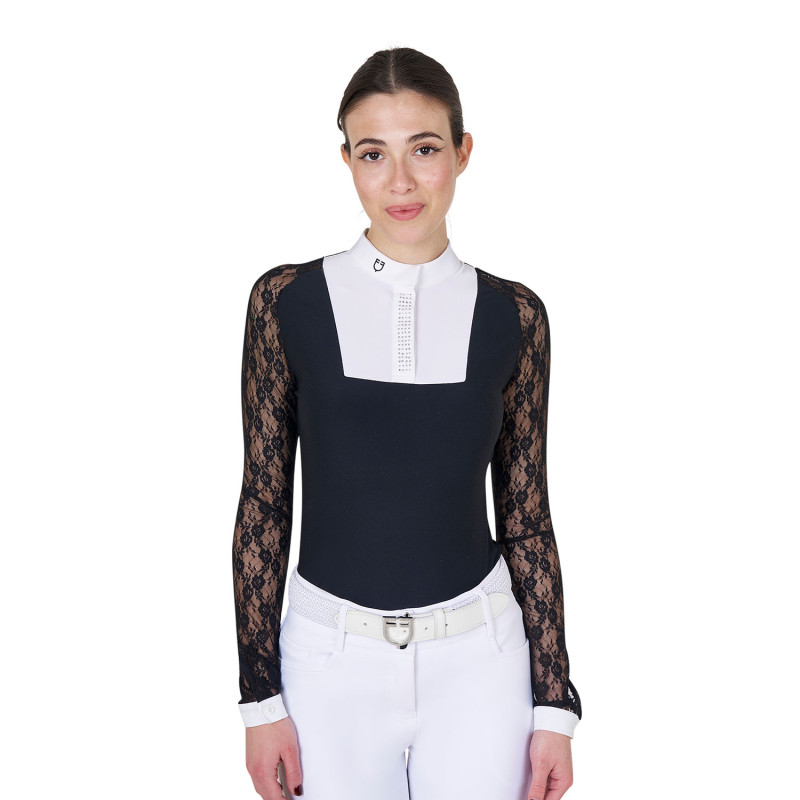 Damen Wettkampf-Poloshirt mit Spitzenärmeln