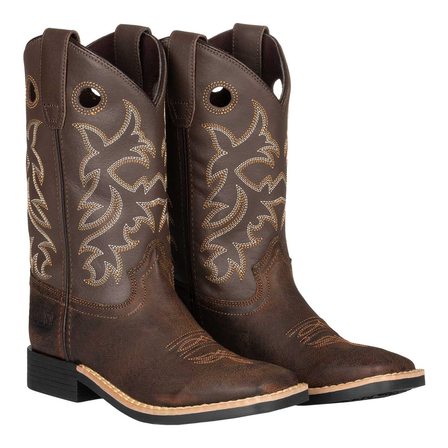 Western-Kinderstiefel mit eckiger Spitze und dekorativen Ziernähten