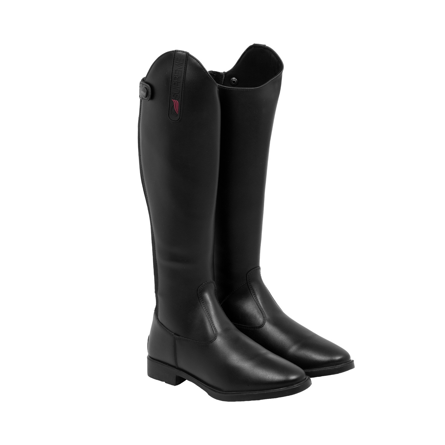 Elegante Kinderreitstiefel aus Kunstleder mit rückseitigem Reißverschluss – Schwarz