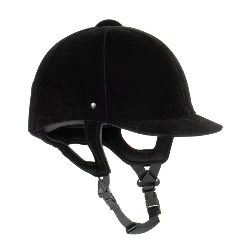 Pro-Tech Reithelm mit Samtbezug und Nackenschutz