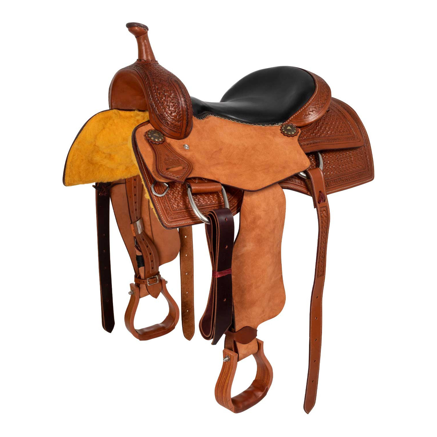 Western-Ranch-Cutter-Sattel aus Leder mit gepolstertem Sitz