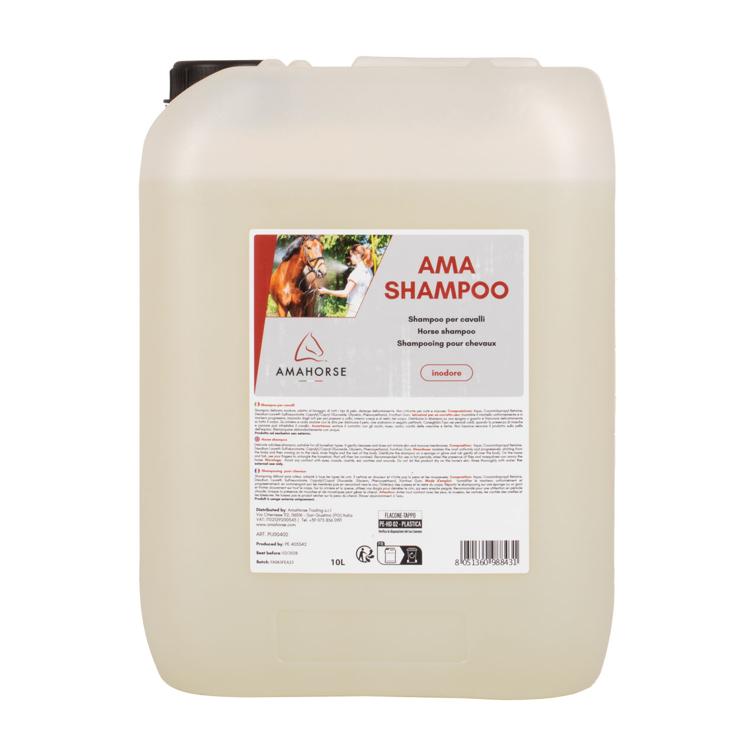 Sanftes geruchloses Pferdeshampoo, 10 Liter