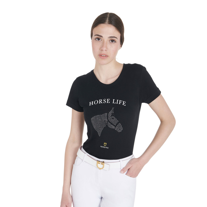 Damen Slim Fit Baumwoll-T-Shirt mit kurzen Ärmeln