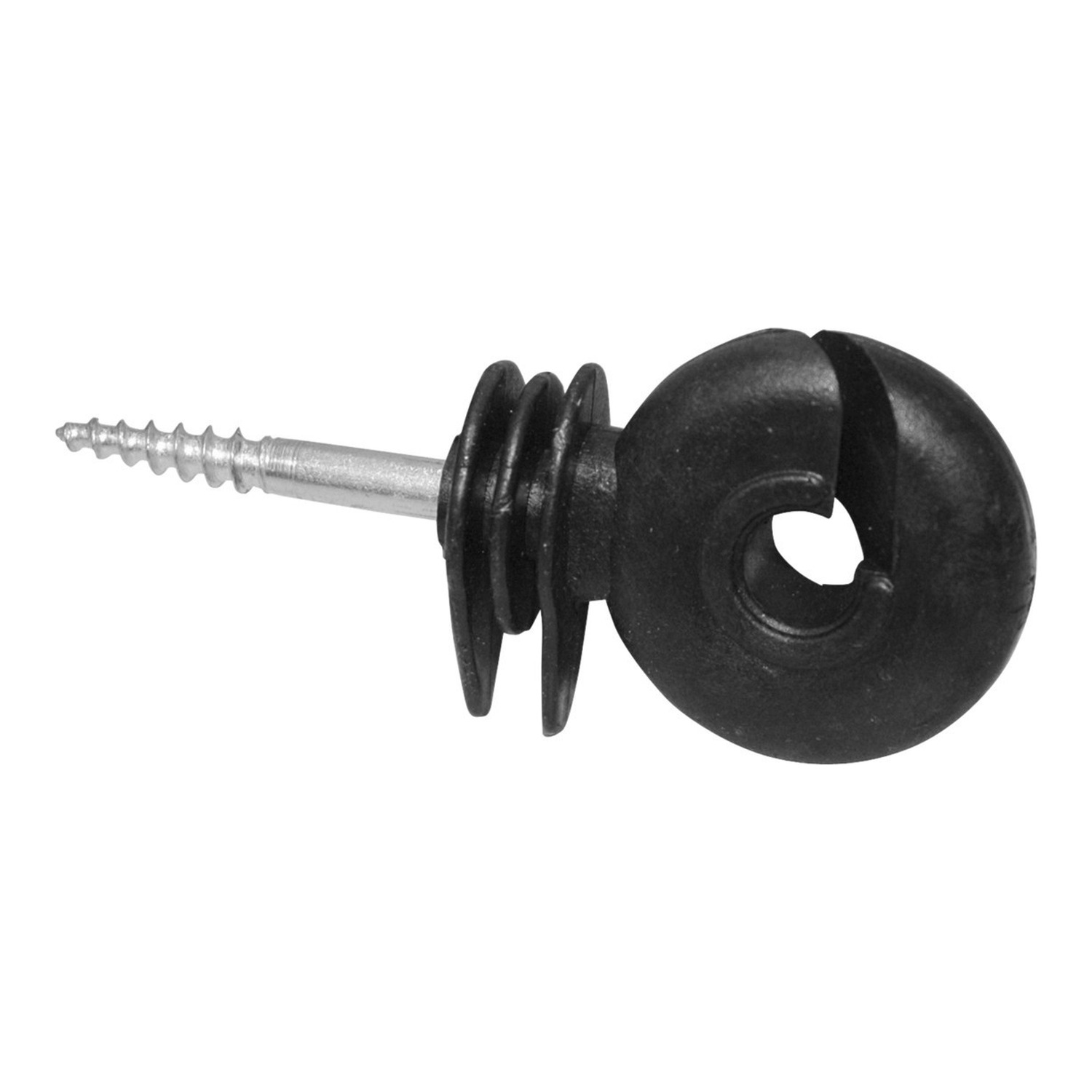 Ringisolator mit Holzschraube für Elektrozaunseil – Schwarz