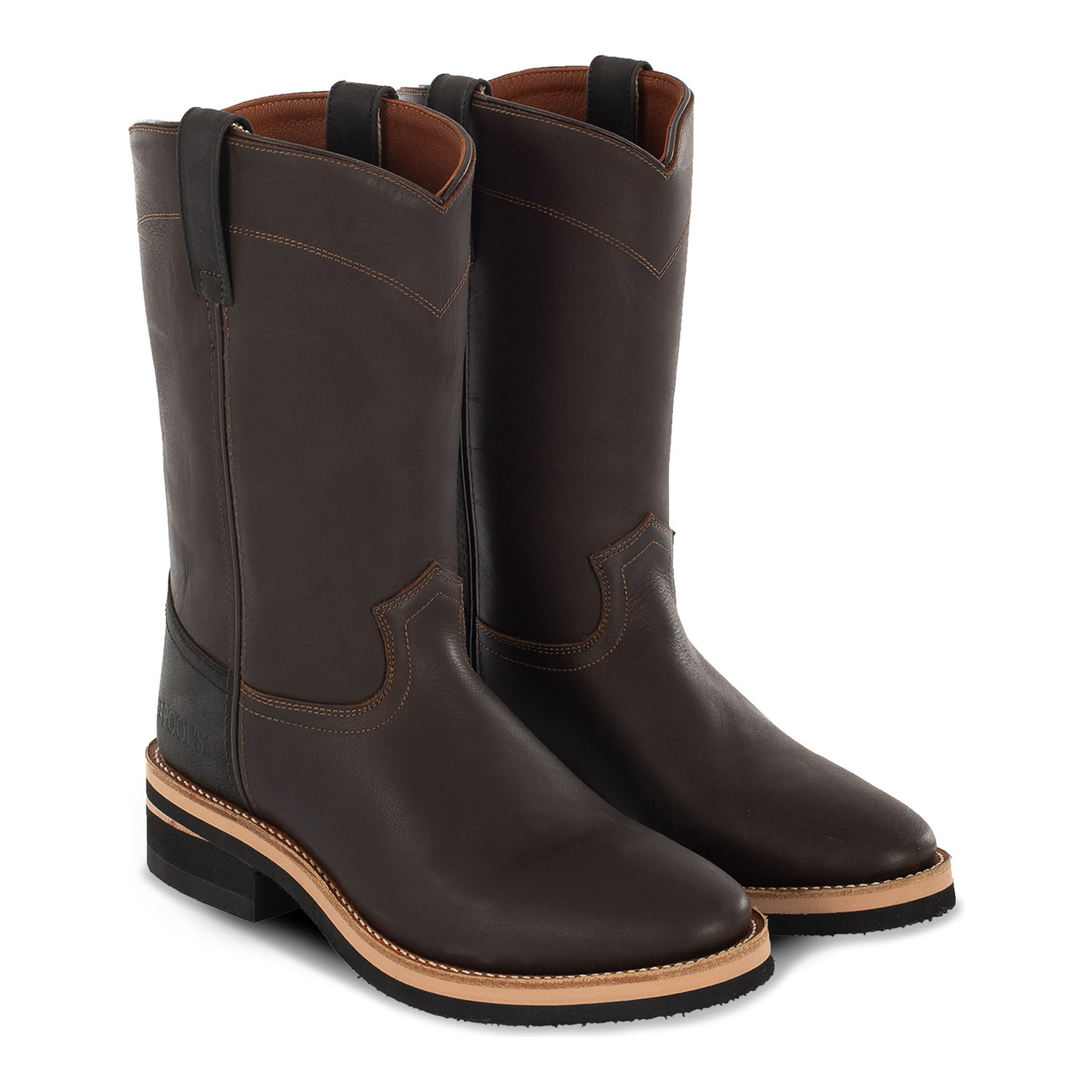 Unisex-Westernstiefel aus zweifarbigem Nubukleder im klassischen Roper-Stil