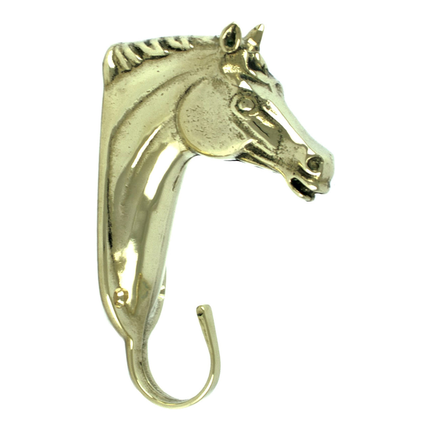 Eleganter Trensenhalter mit Pferdekopf aus Messing – 14 cm