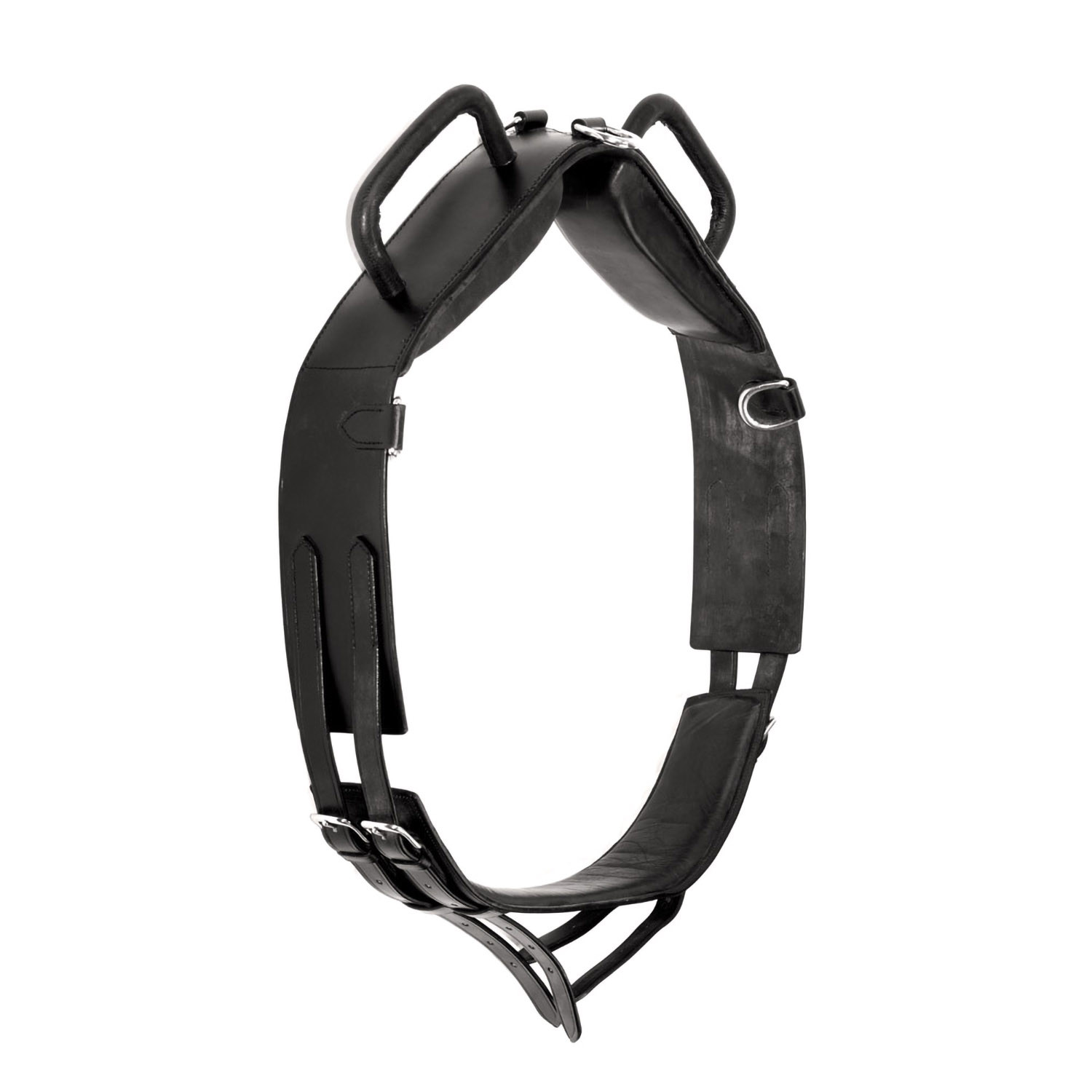 Voltigiergurt aus weichem Leder mit Griffen und D-Ringen