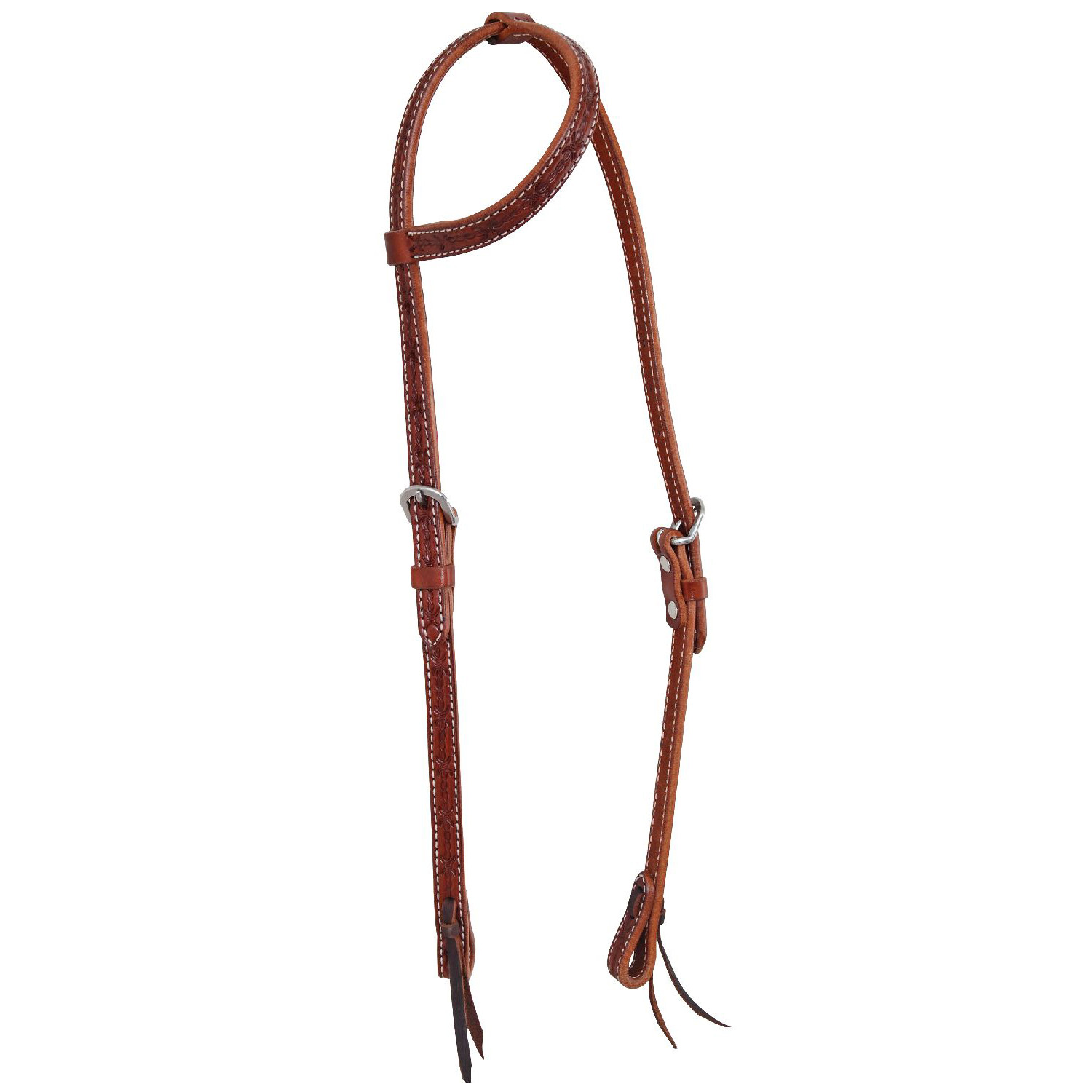 Ein-Ohr-Western-Kopfstück aus Leder mit Stacheldraht-Prägung