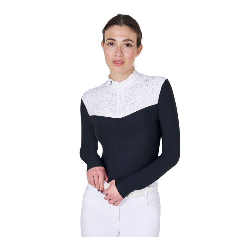 Damen Slim-Fit Poloshirt mit Frontreißverschluss
